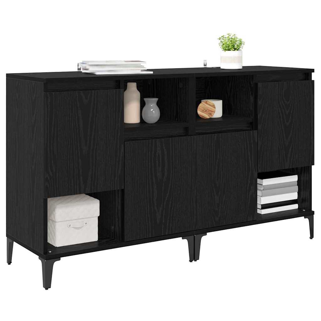 Sideboards 2 pcs Schwarz Eichen-Optik 60 x 35 x 70 cm