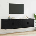 Wand-TV-Schrank Set 2 pcs Schwarz Eichen-Optik Holzwerkstoff
