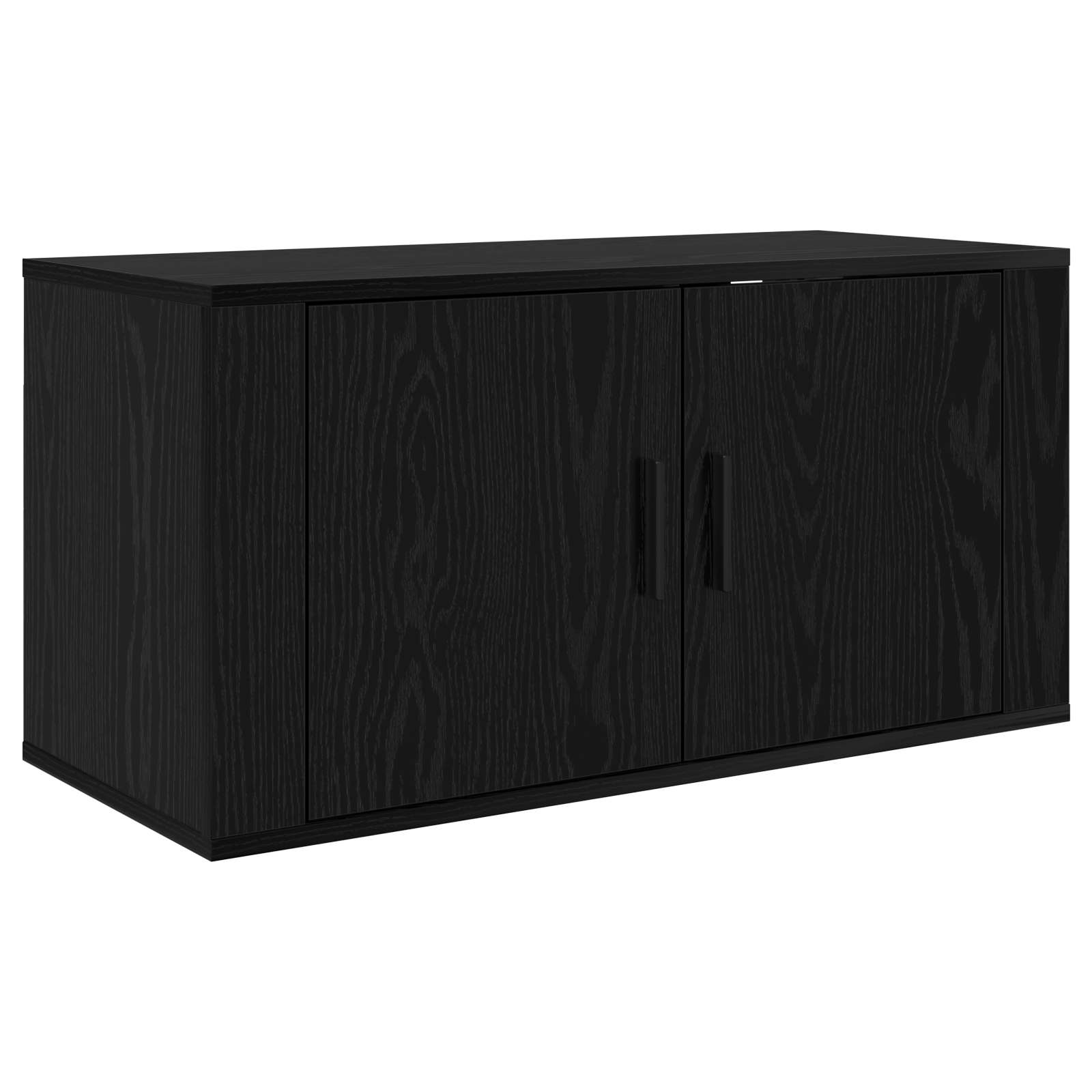 Wand-TV-Schrank Set 2 pcs Schwarz Eichen-Optik Holzwerkstoff