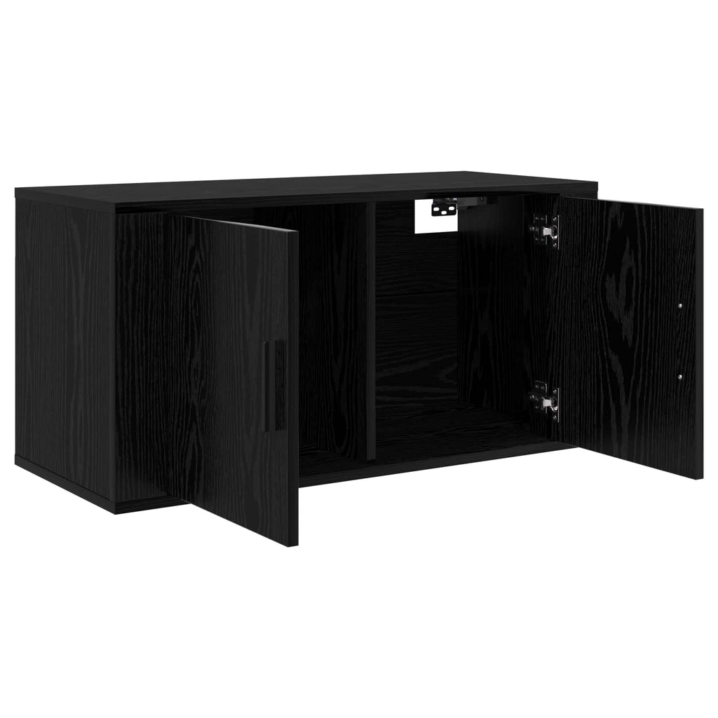Wand-TV-Schrank Set 2 pcs Schwarz Eichen-Optik Holzwerkstoff