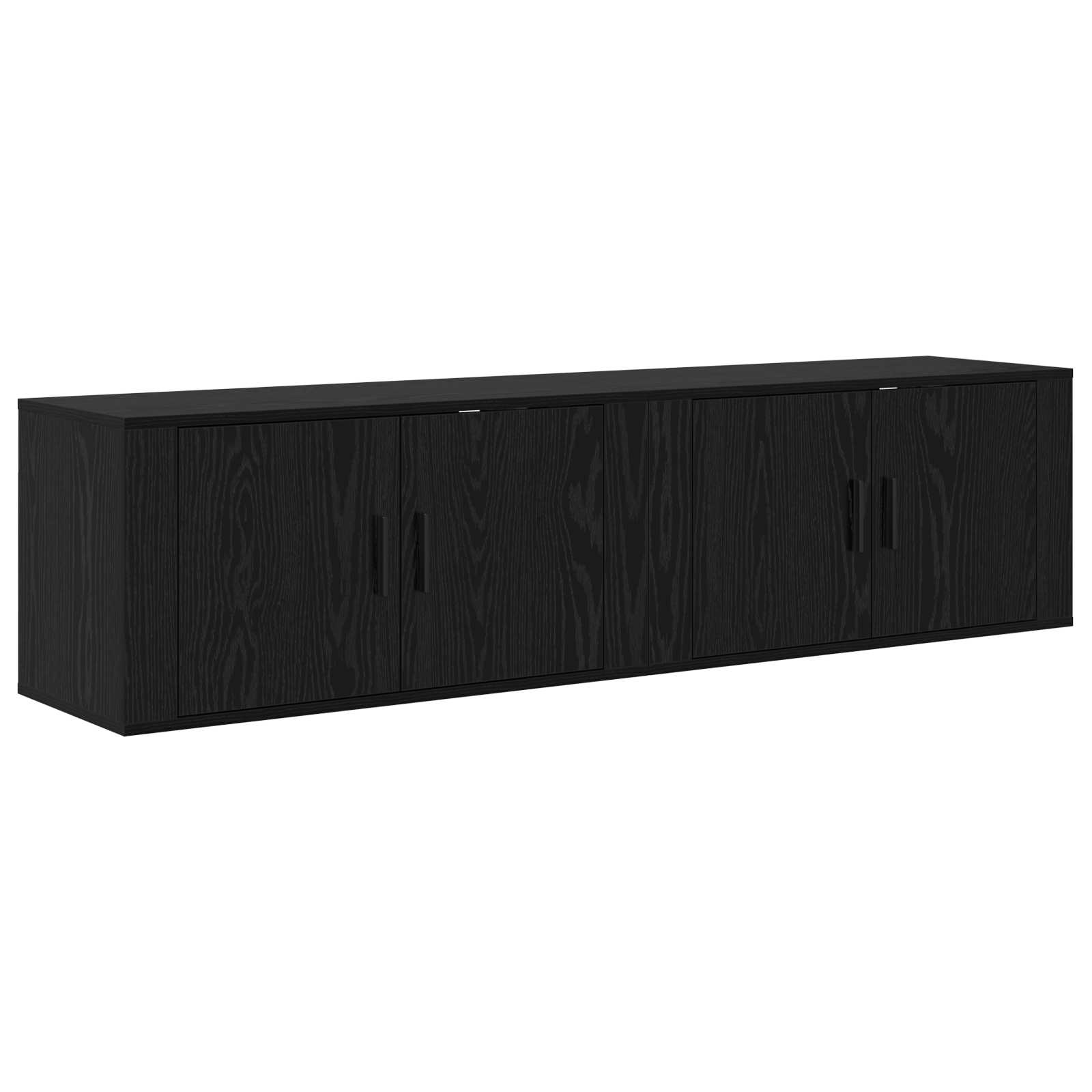 Wand-TV-Schrank Set 2 pcs Schwarz Eichen-Optik Holzwerkstoff