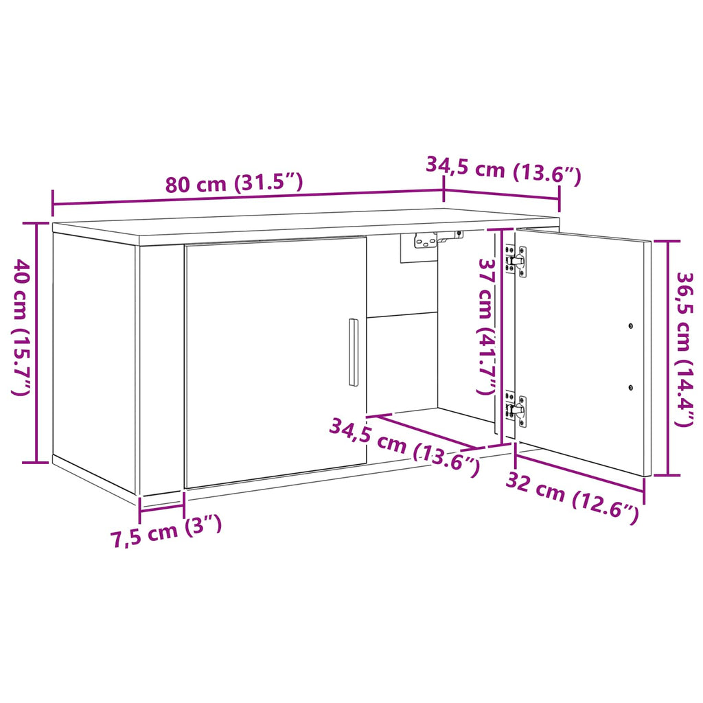 Wand-TV-Schrank Set 2 pcs Schwarz Eichen-Optik Holzwerkstoff