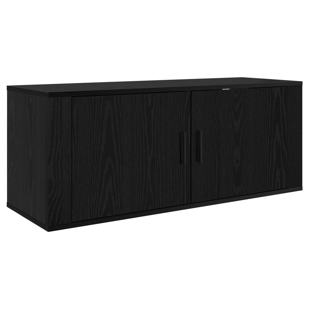 Wand-TV-Schrank Set 2 pcs Schwarz Eichen-Optik Holzwerkstoff