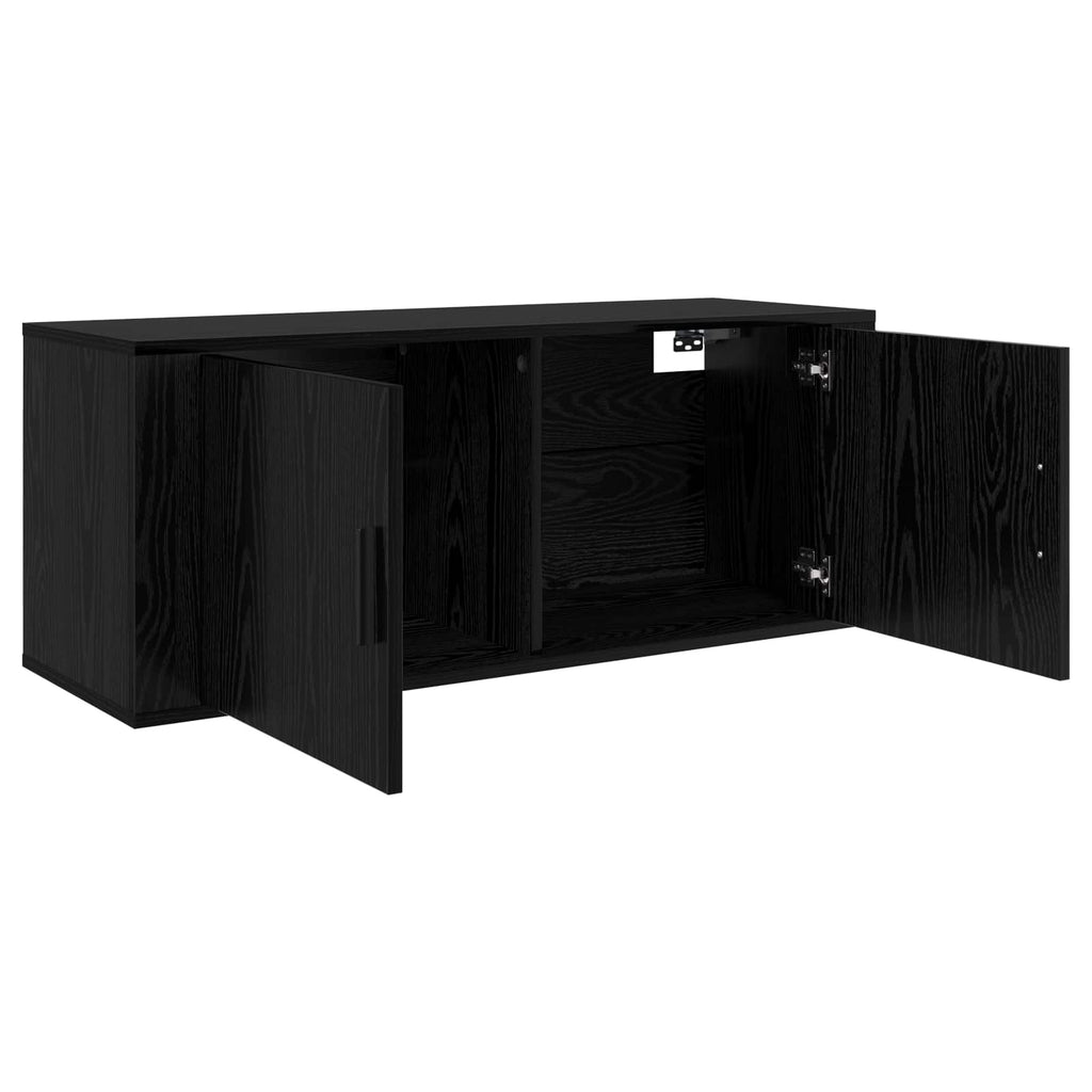 Wand-TV-Schrank Set 2 pcs Schwarz Eichen-Optik Holzwerkstoff