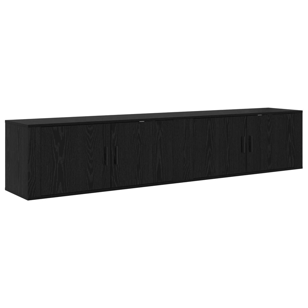 Wand-TV-Schrank Set 2 pcs Schwarz Eichen-Optik Holzwerkstoff
