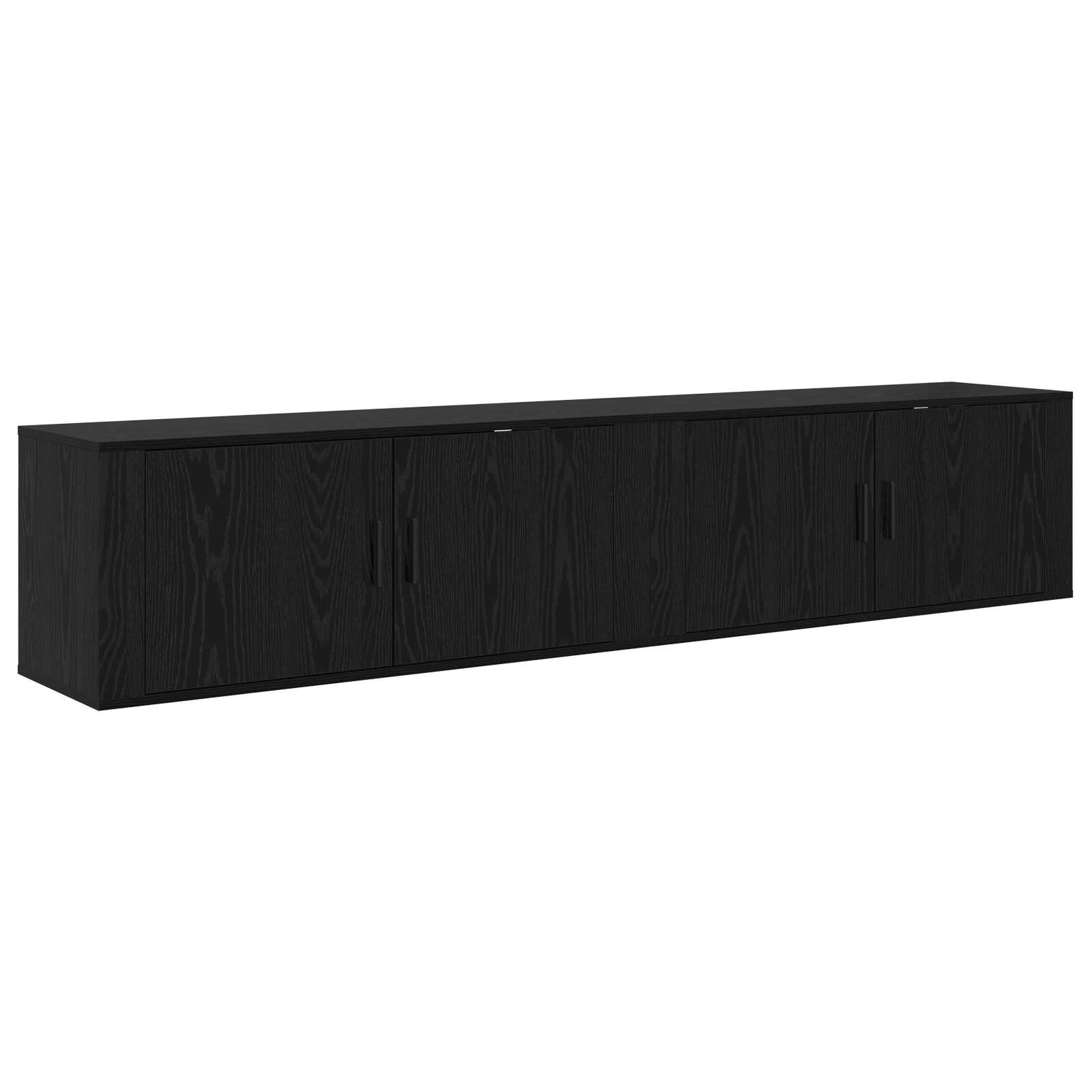 Wand-TV-Schrank Set 2 pcs Schwarz Eichen-Optik Holzwerkstoff
