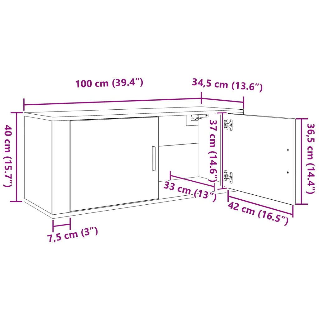 Wand-TV-Schrank Set 2 pcs Schwarz Eichen-Optik Holzwerkstoff