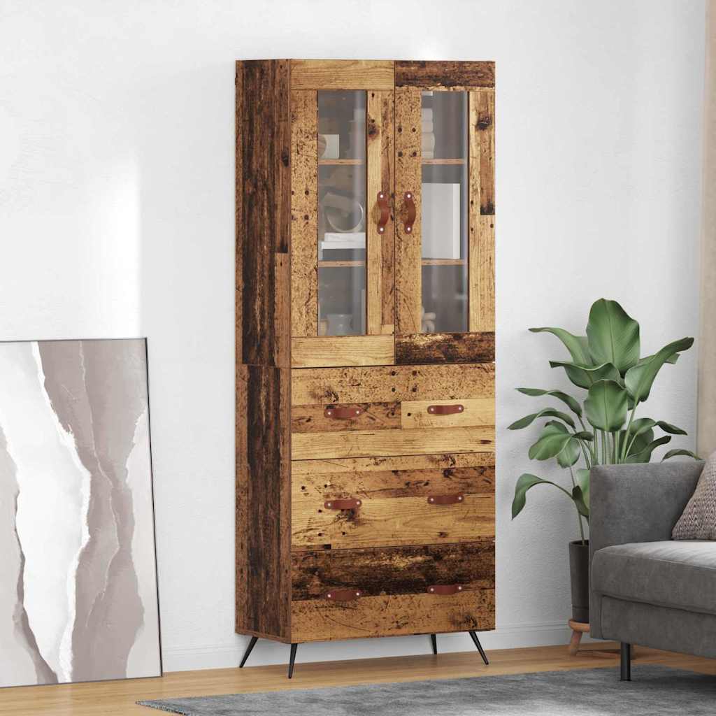 Highboard Schrank mit Regal 2 Stücke Altholz Holzwerkstoff