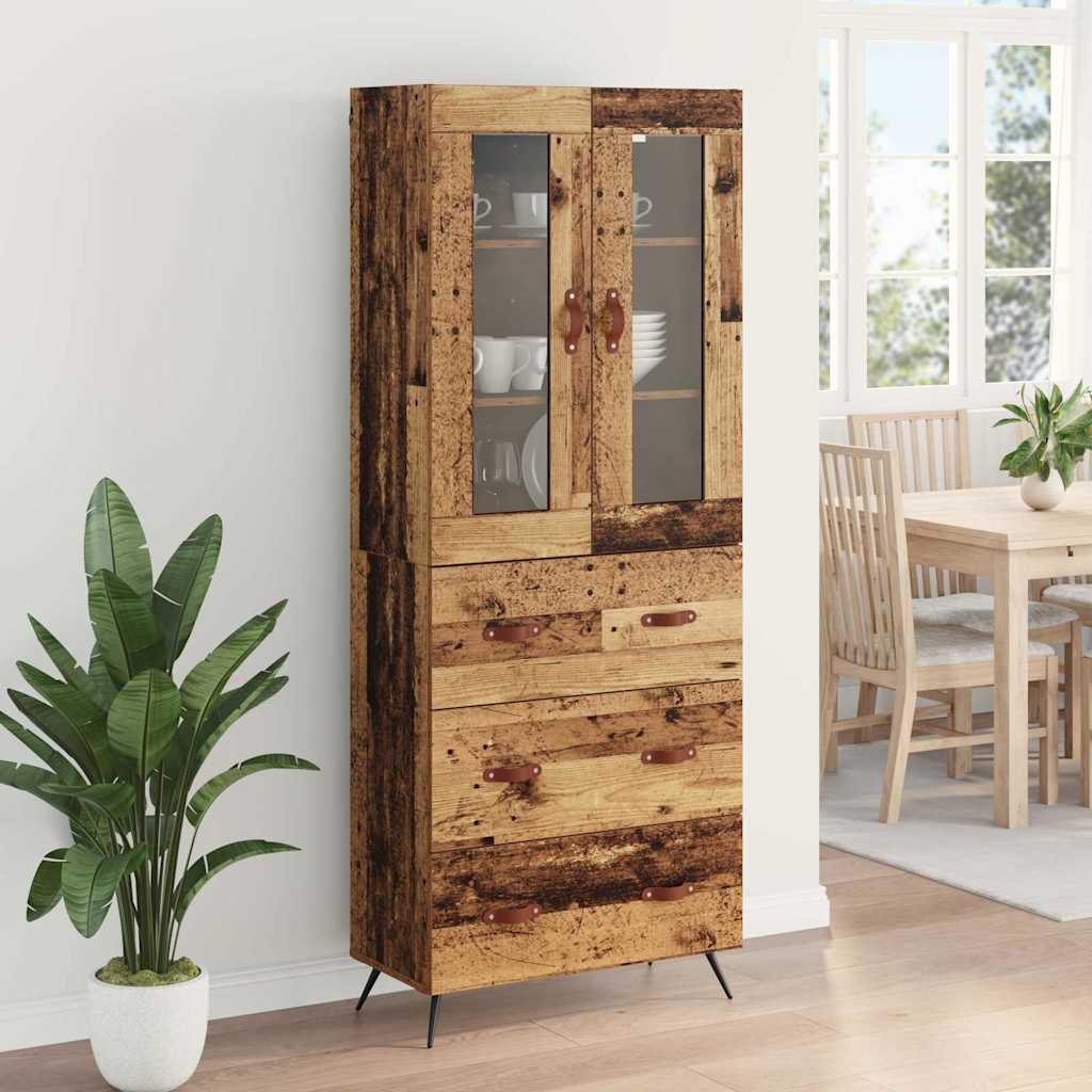 Highboard Schrank mit Regal 2 Stücke Altholz Holzwerkstoff