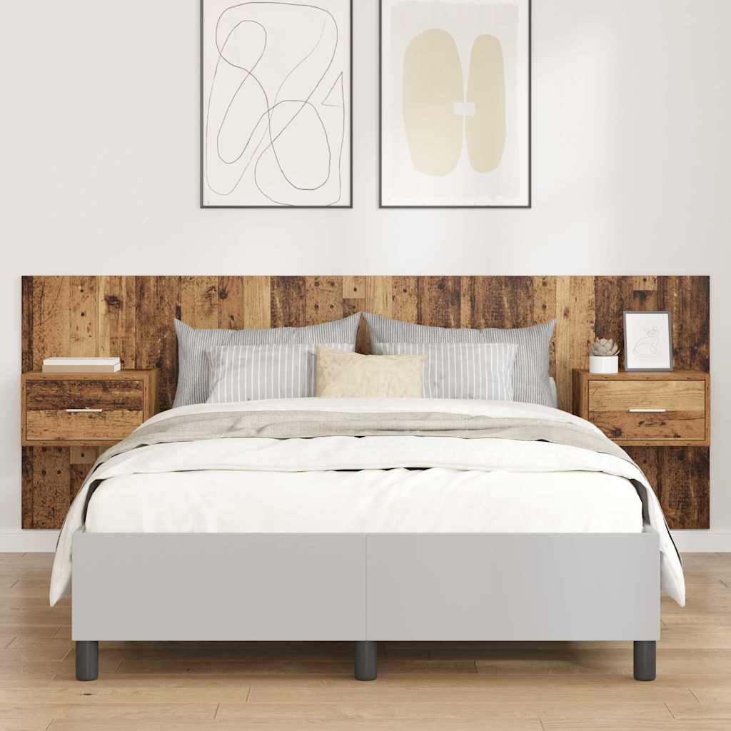 Kopfteil mit Schrank mit Schubladen 3 pcs Altholz Holzwerkstoff