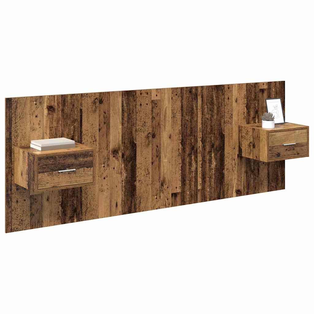 Kopfteil mit Schrank mit Schubladen 3 pcs Altholz Holzwerkstoff