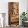 Highboard mit Schubladen 2 pcs Altholz Engineered Wood und Glas