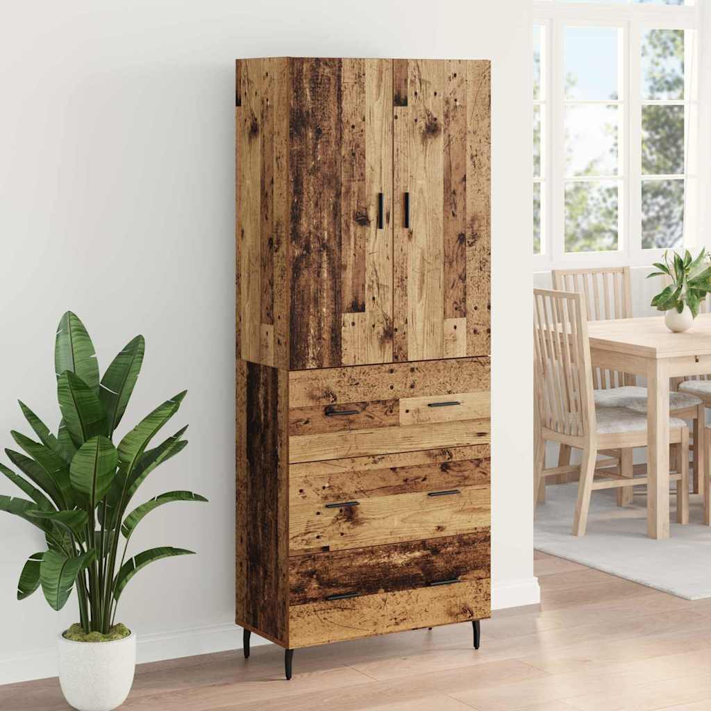 Highboard mit Schubladen 2 pcs Altholz Engineered Wood und Glas