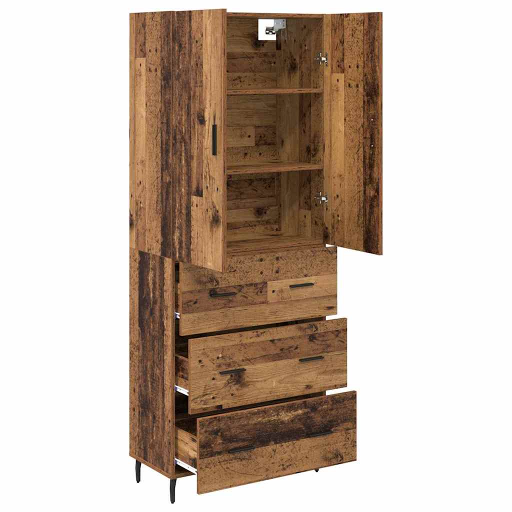 Highboard mit Schubladen 2 pcs Altholz Engineered Wood und Glas