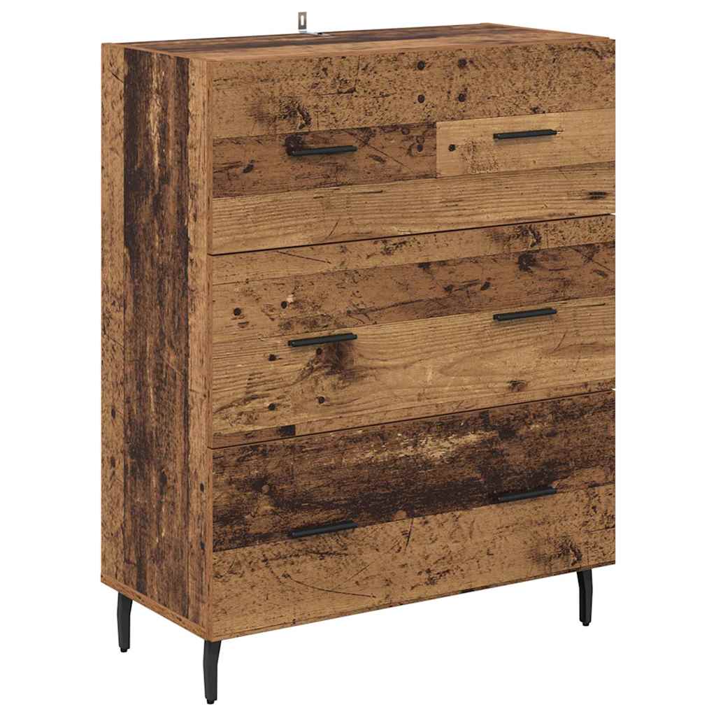 Highboard mit Schubladen 2 pcs Altholz Engineered Wood und Glas