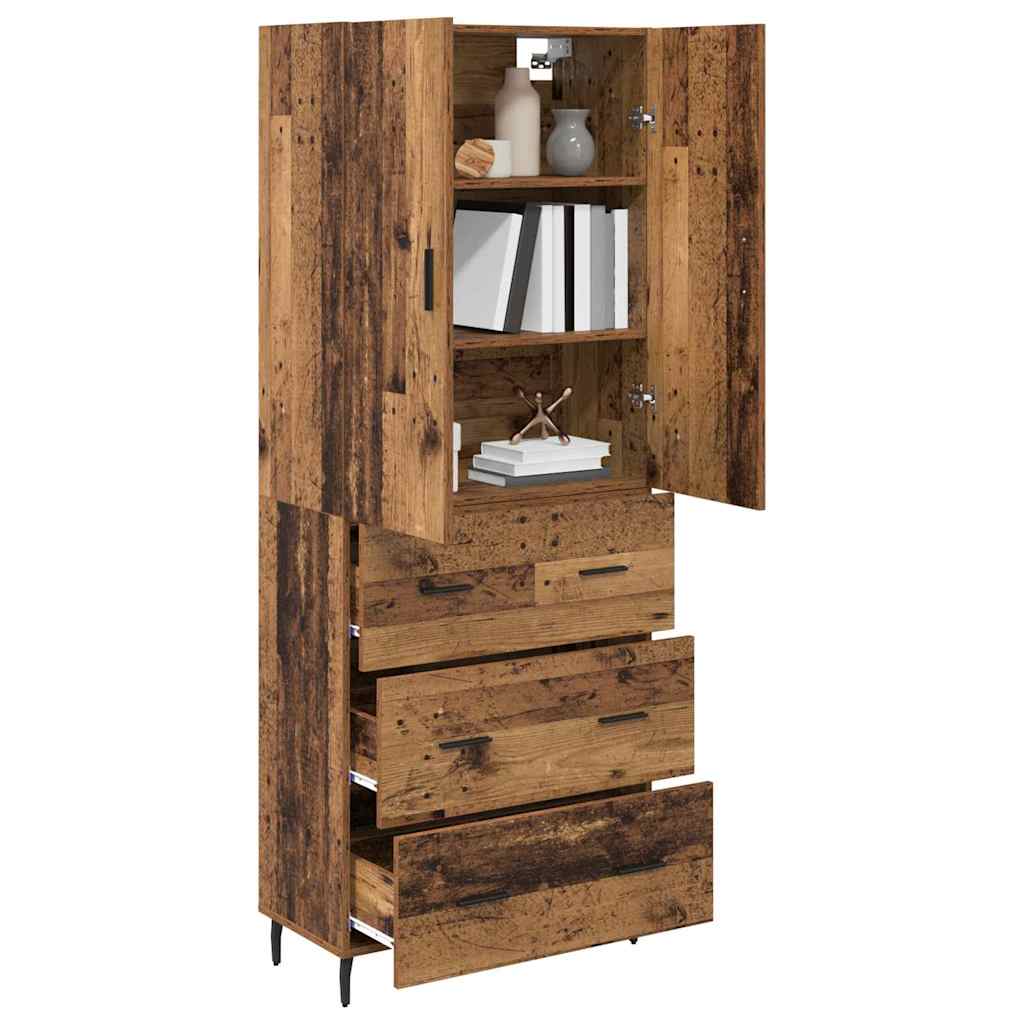 Highboard mit Schubladen 2 pcs Altholz Engineered Wood und Glas