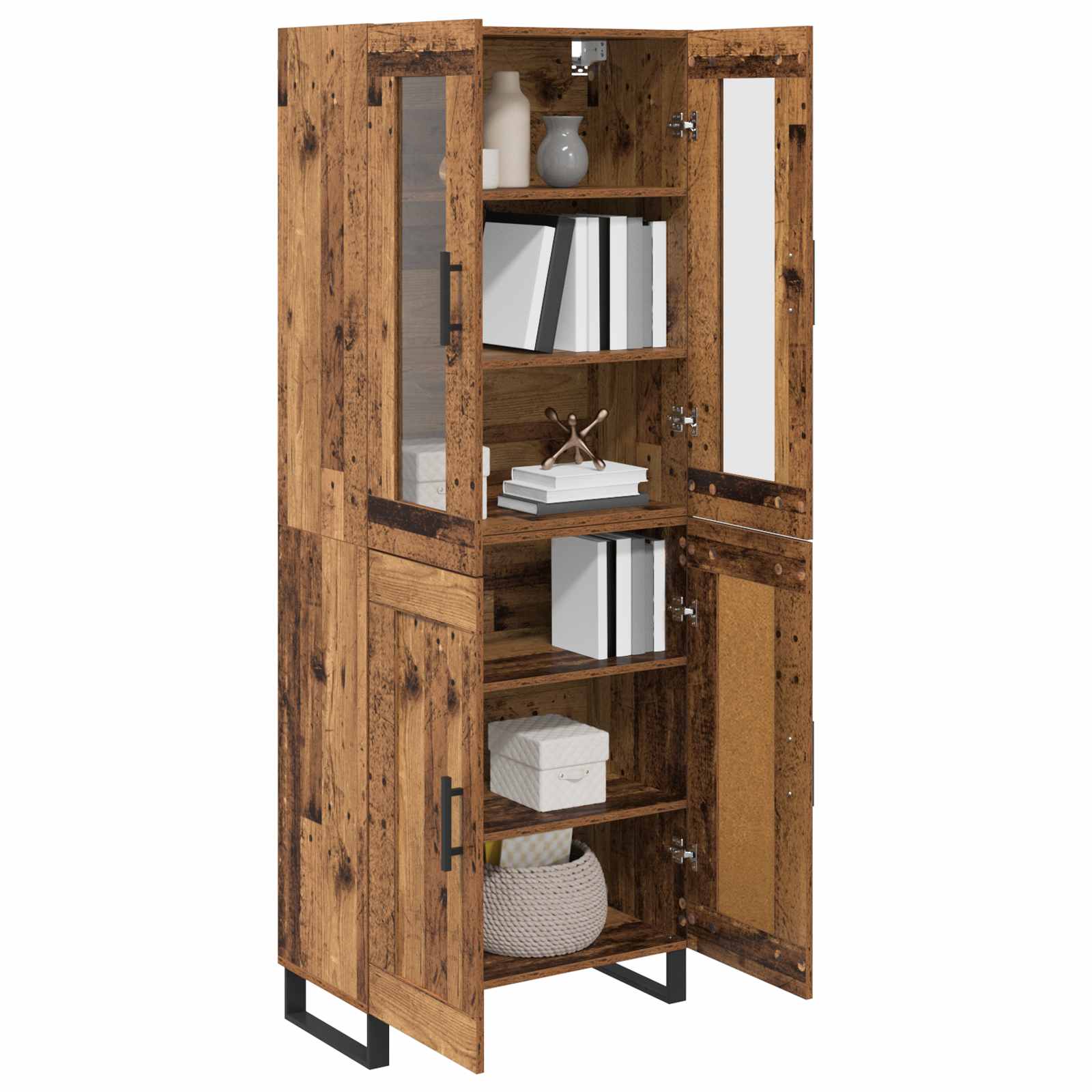 Highboard 2 pcs Altholz Holzwerkstoff
