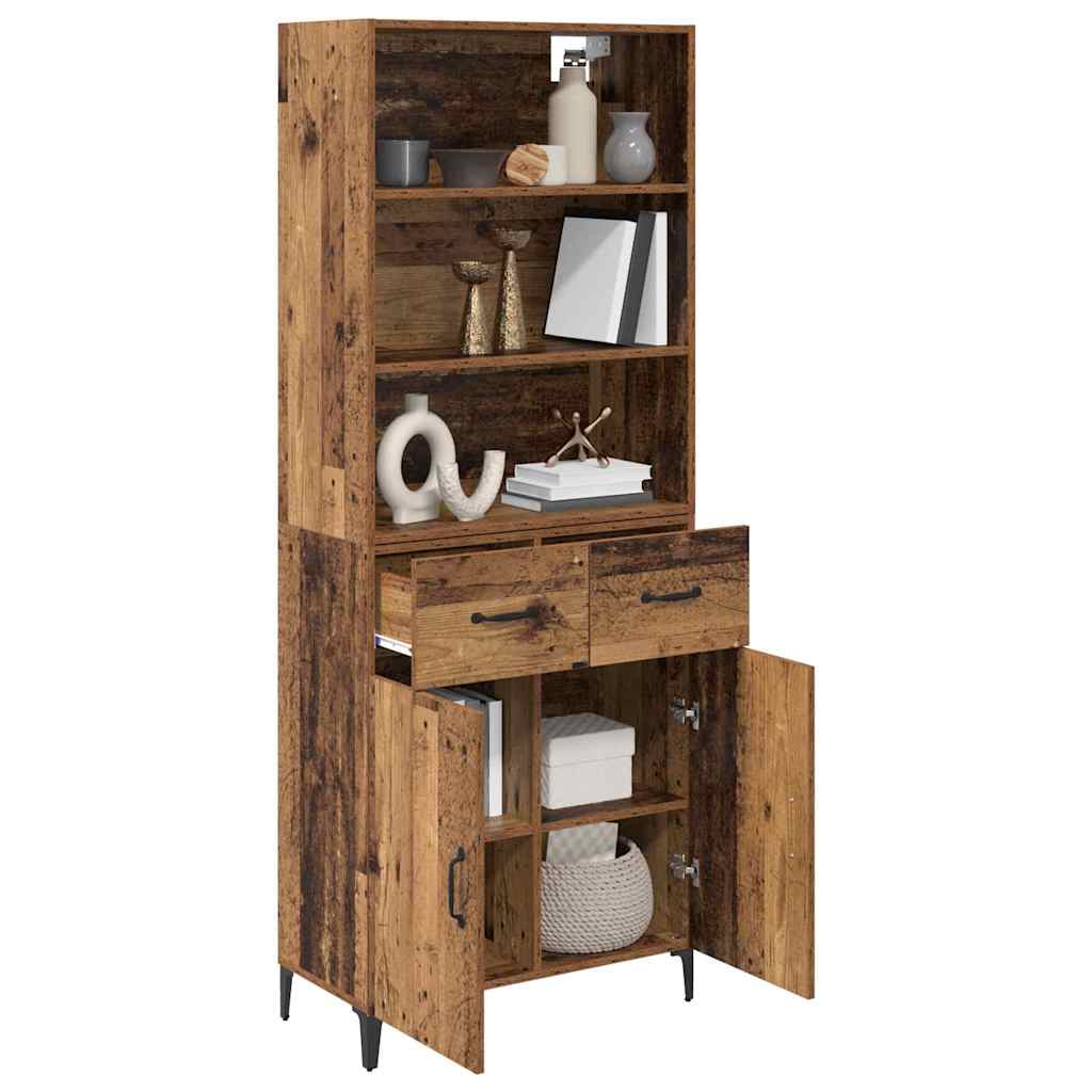 Highboard Altholz 69,5 x 34 x 180 cm Holzwerkstoff