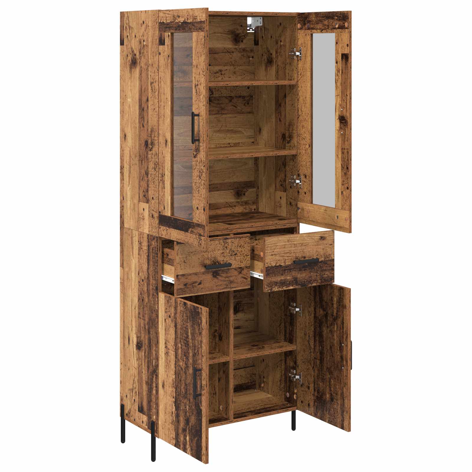 Highboard Wandmontiert Altholz 69,5 x 34 x 180 cm Holzwerkstoff