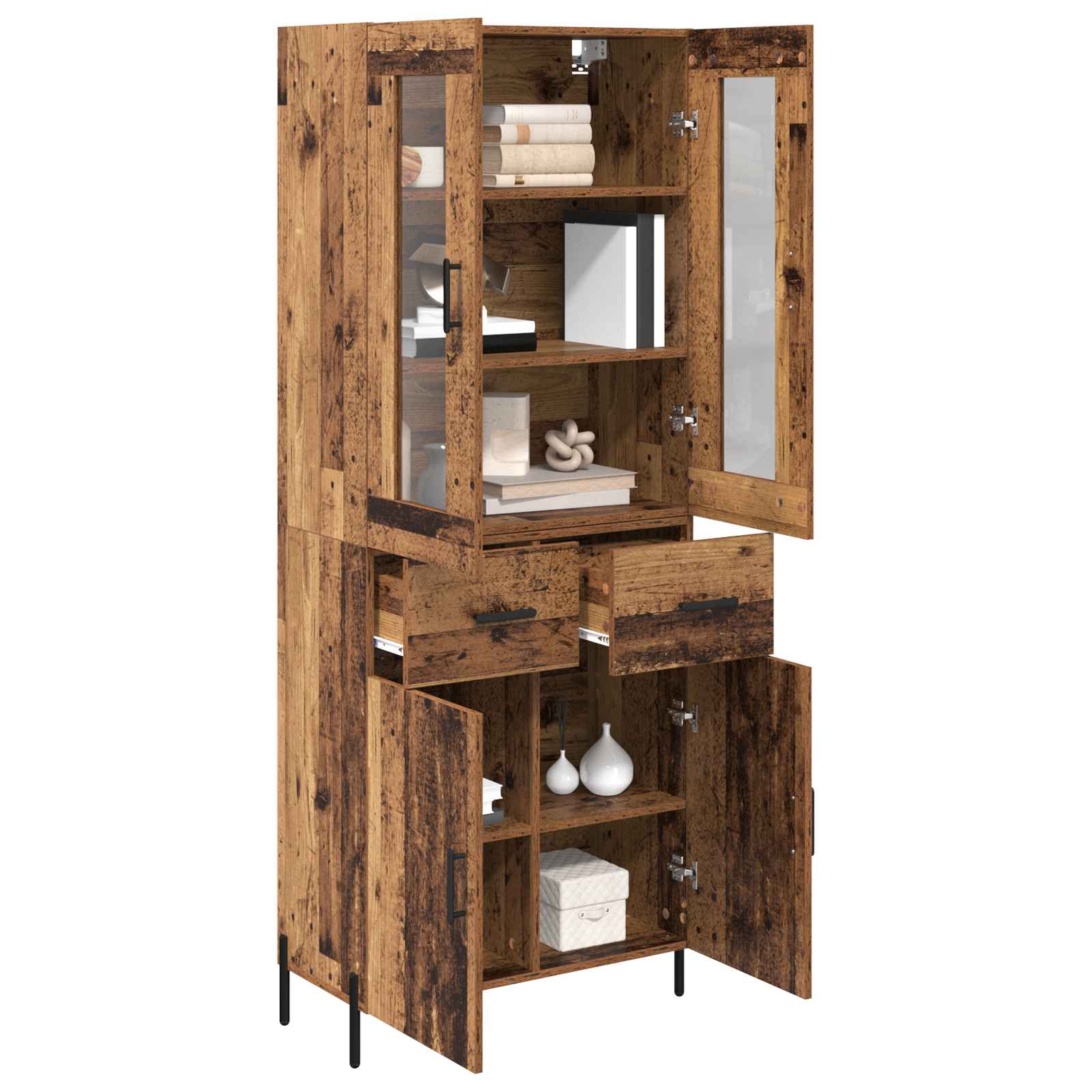 Highboard Wandmontiert Altholz 69,5 x 34 x 180 cm Holzwerkstoff