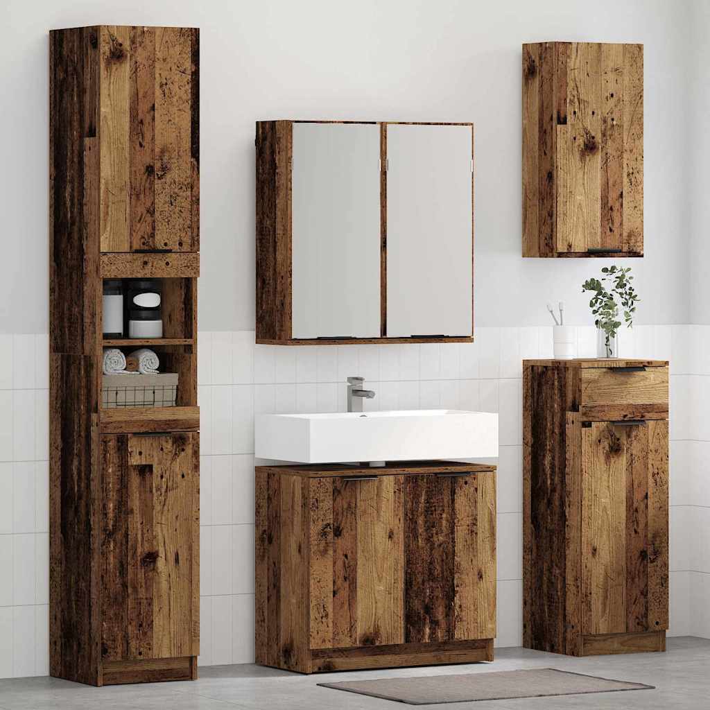 Badezimmerschrank-Set mit Regal 3 pcs Altholz Holzwerkstoff