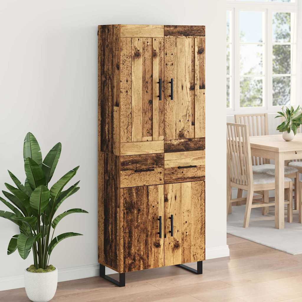 Highboard Altholz 69,5 x 34 x 180 cm Holzwerkstoff