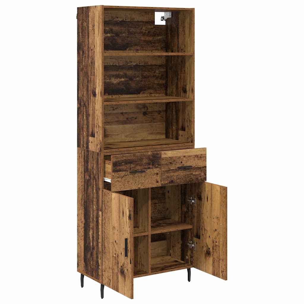 Highboard Altholz 69,5 x 34 x 180 cm Engineered Wood und Glas