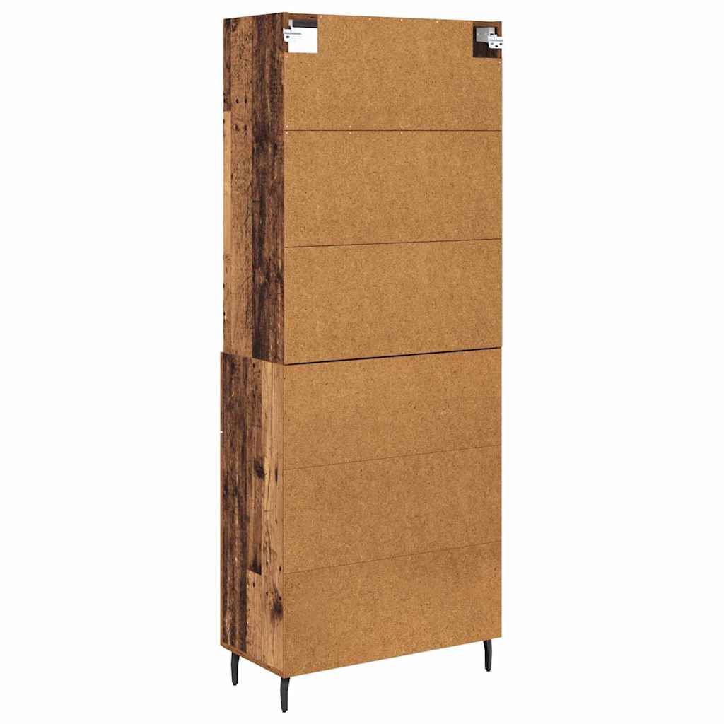 Highboard Altholz 69,5 x 34 x 180 cm Engineered Wood und Glas