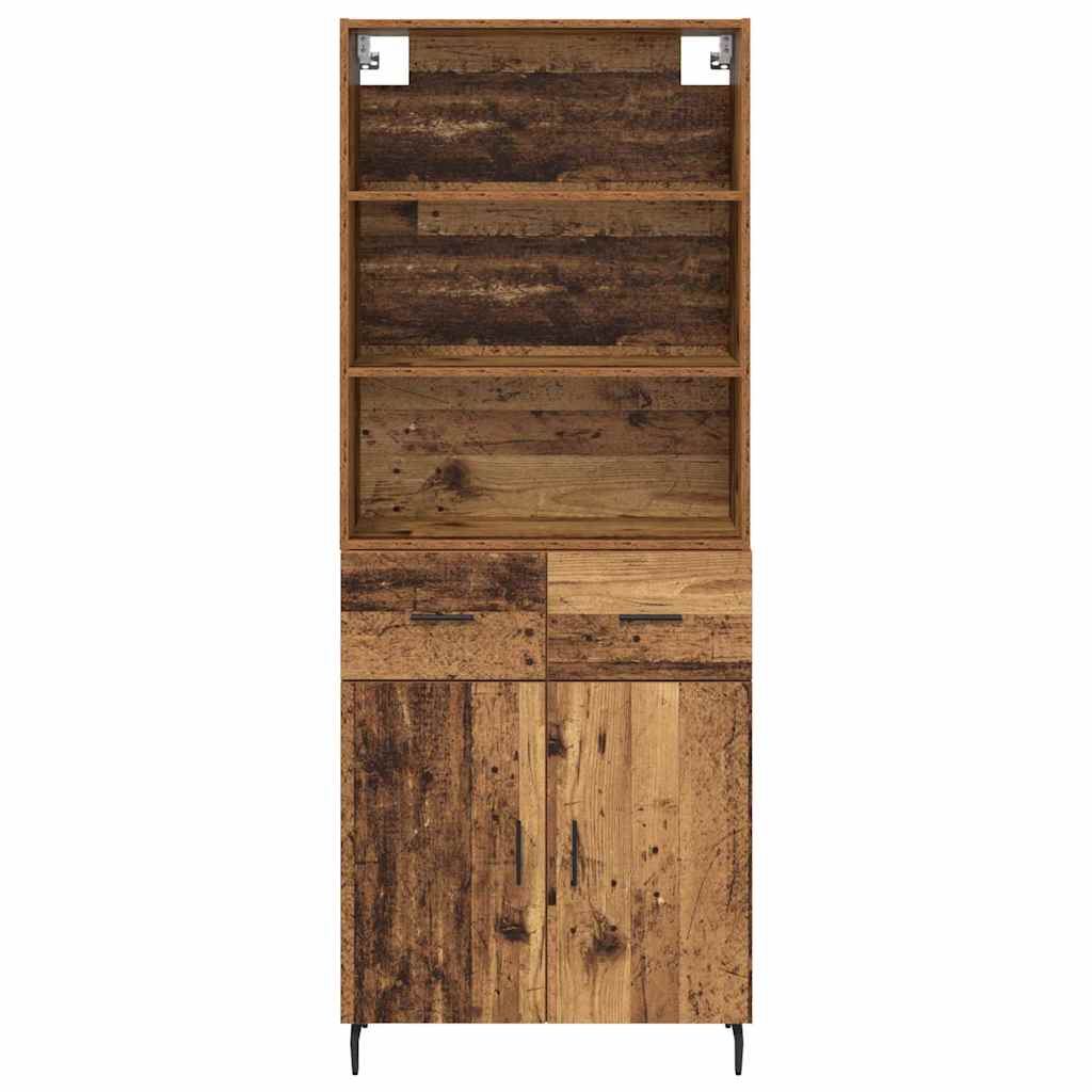 Highboard Altholz 69,5 x 34 x 180 cm Engineered Wood und Glas