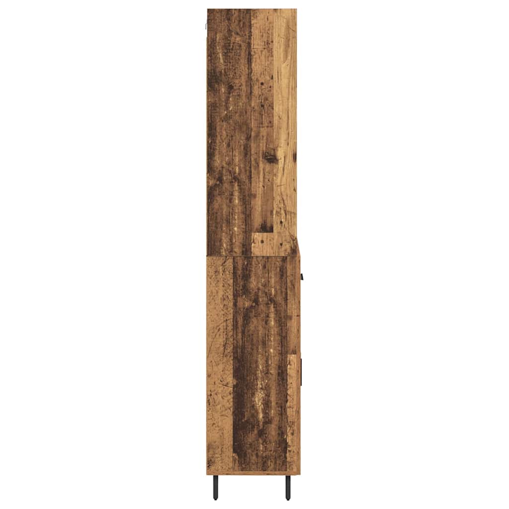Highboard Altholz 69,5 x 34 x 180 cm Engineered Wood und Glas
