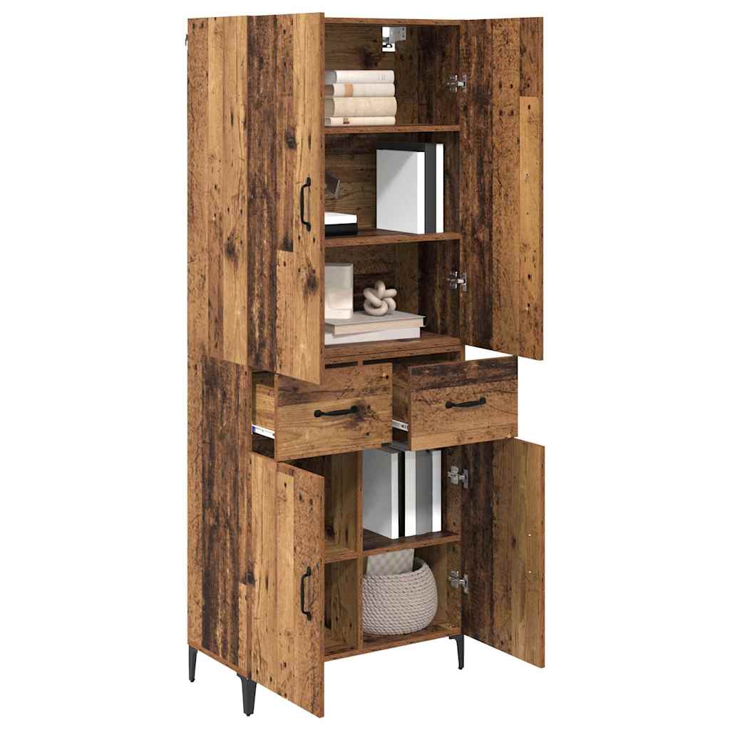 Highboard Wandmontiert Altholz 69,5 x 34 x 180 cm Holzwerkstoff