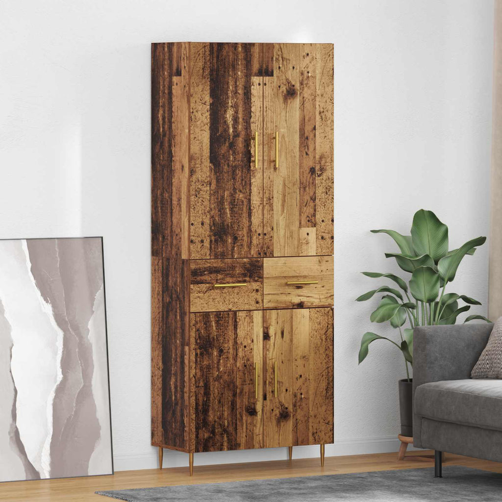 Highboard Wandmontiert Altholz 69,5 x 34 x 180 cm Holzwerkstoff