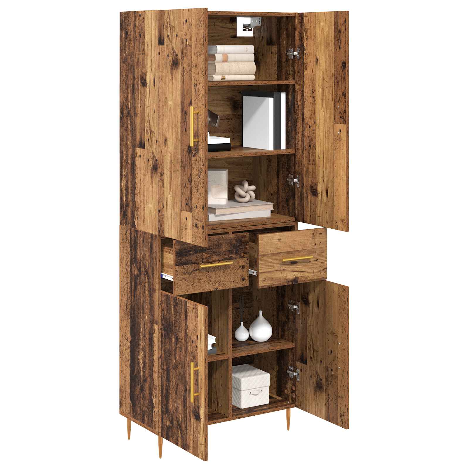 Highboard Wandmontiert Altholz 69,5 x 34 x 180 cm Holzwerkstoff