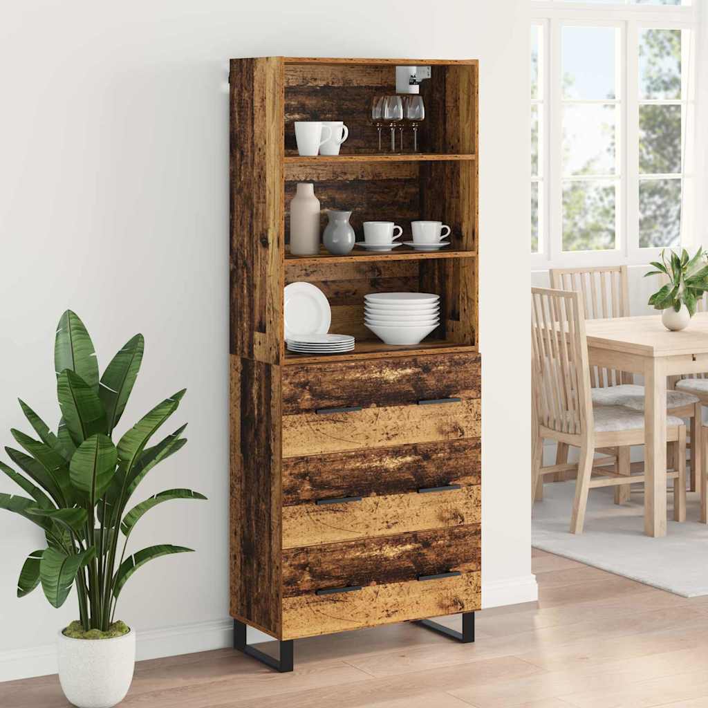 Highboard mit Schubladen 2 pcs Altholz Holzwerkstoff