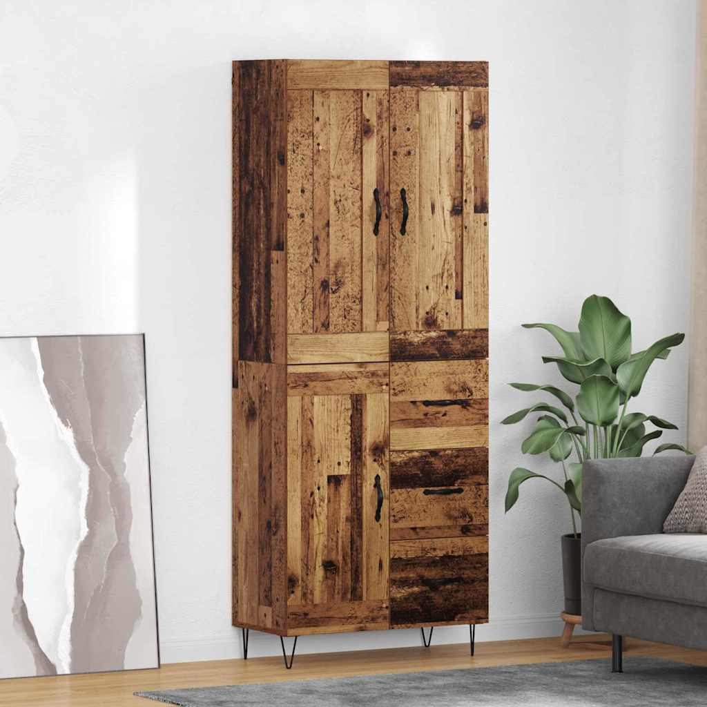 Highboard Altholz 69,5 x 34 x 180 cm Holzwerkstoff