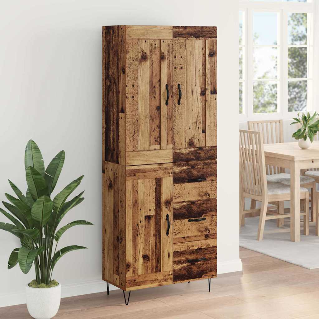 Highboard Altholz 69,5 x 34 x 180 cm Holzwerkstoff