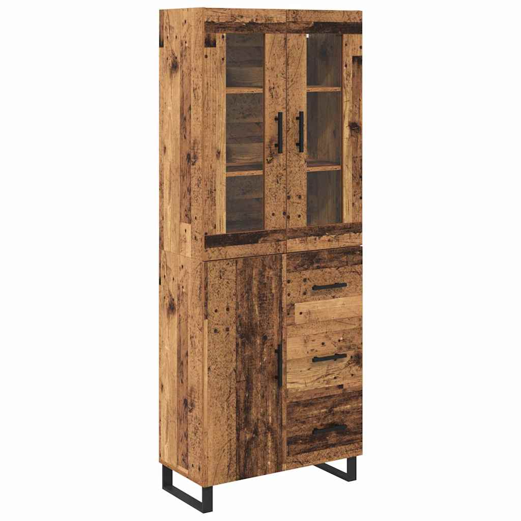Highboard mit Schubladen 2 pcs Altholz Engineered Wood und Glas