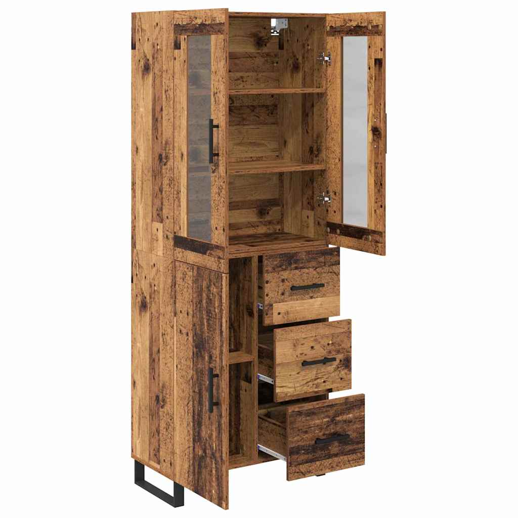 Highboard mit Schubladen 2 pcs Altholz Engineered Wood und Glas