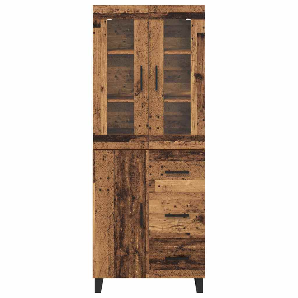 Highboard mit Schubladen 2 pcs Altholz Engineered Wood und Glas