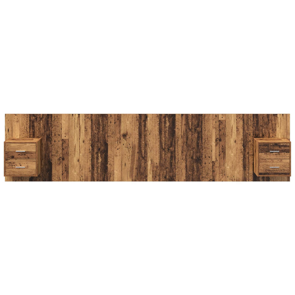 Kopfteil mit Schrank mit Schubladen 3 pcs Altholz Holzwerkstoff