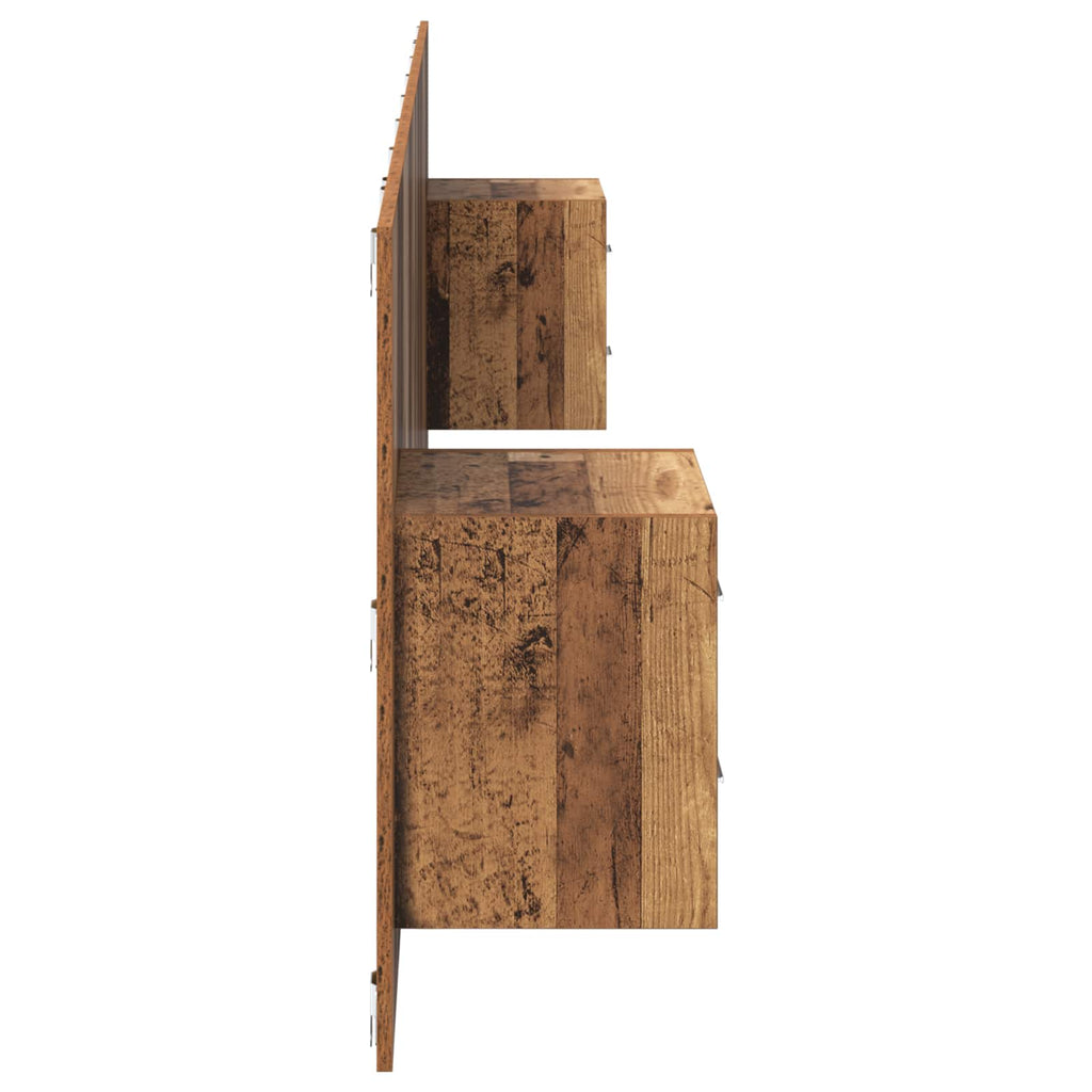 Kopfteil mit Schrank mit Schubladen 3 pcs Altholz Holzwerkstoff
