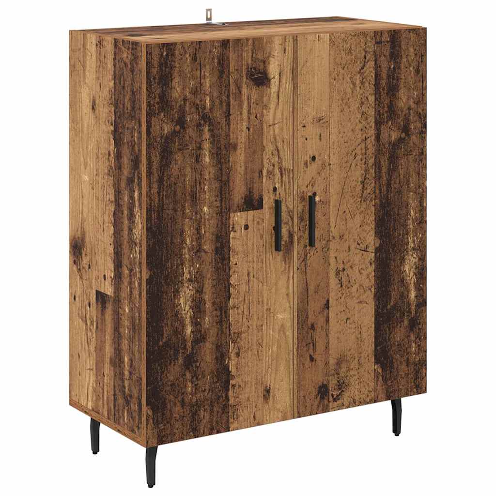 Highboard Altholz 69,5 x 34 x 180 cm Engineered Wood und Glas