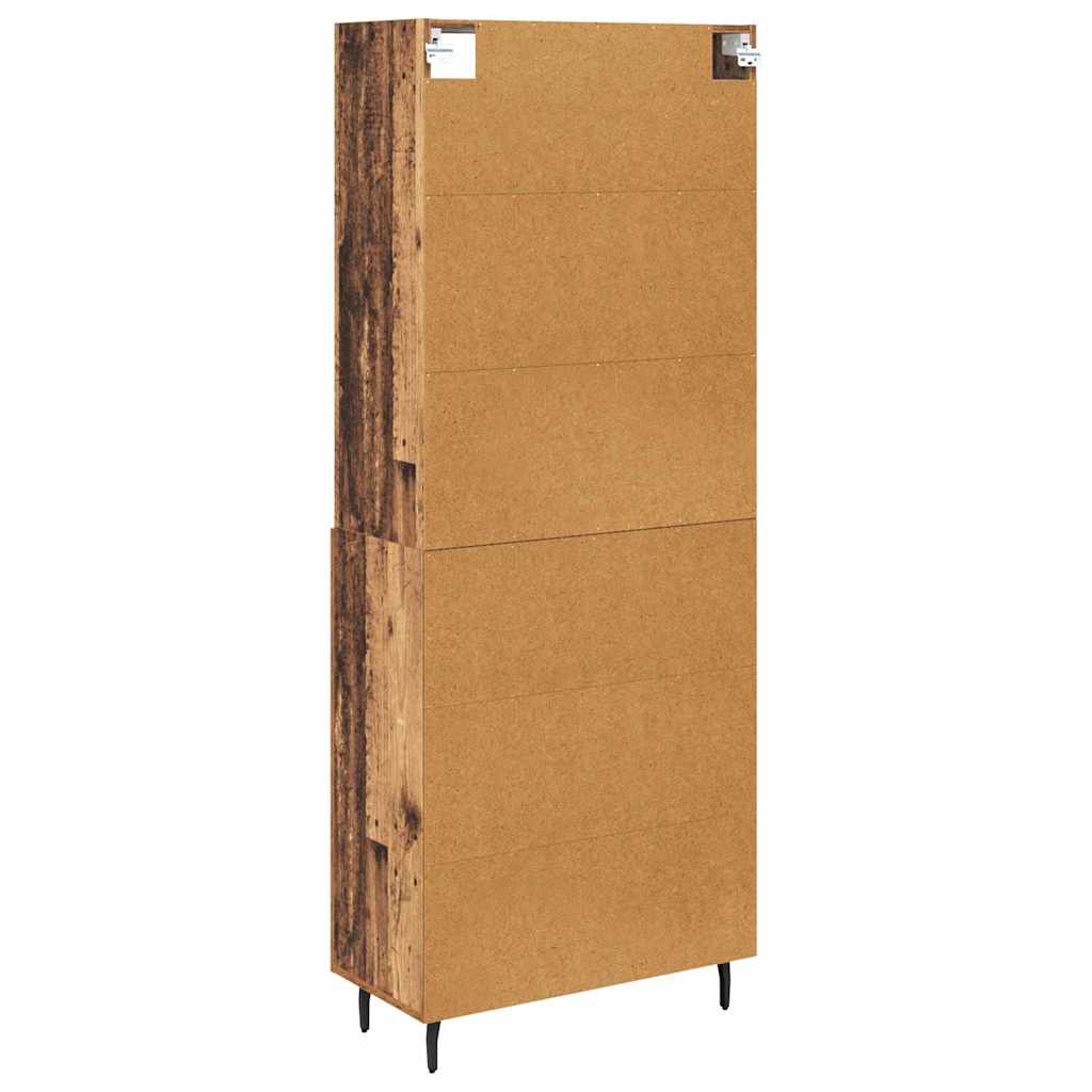 Highboard Altholz 69,5 x 34 x 180 cm Engineered Wood und Glas