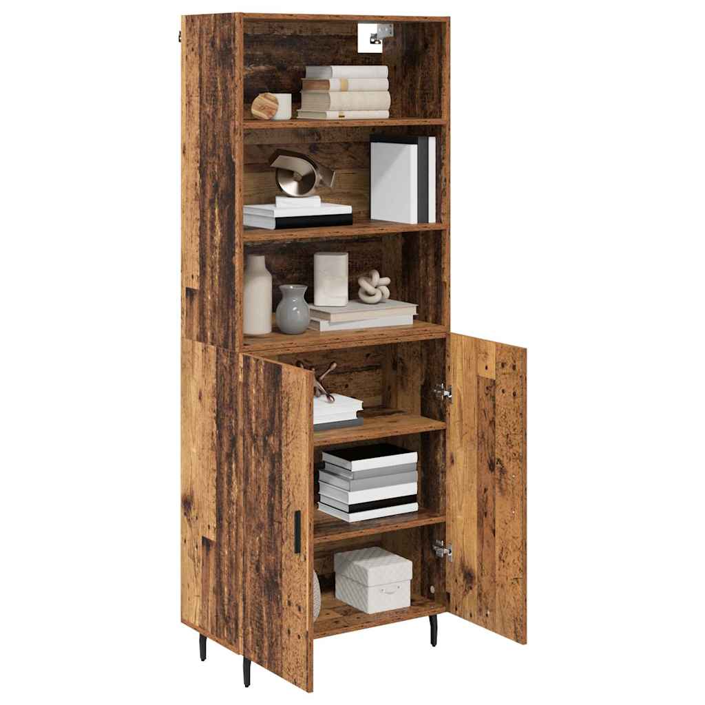 Highboard Altholz 69,5 x 34 x 180 cm Engineered Wood und Glas