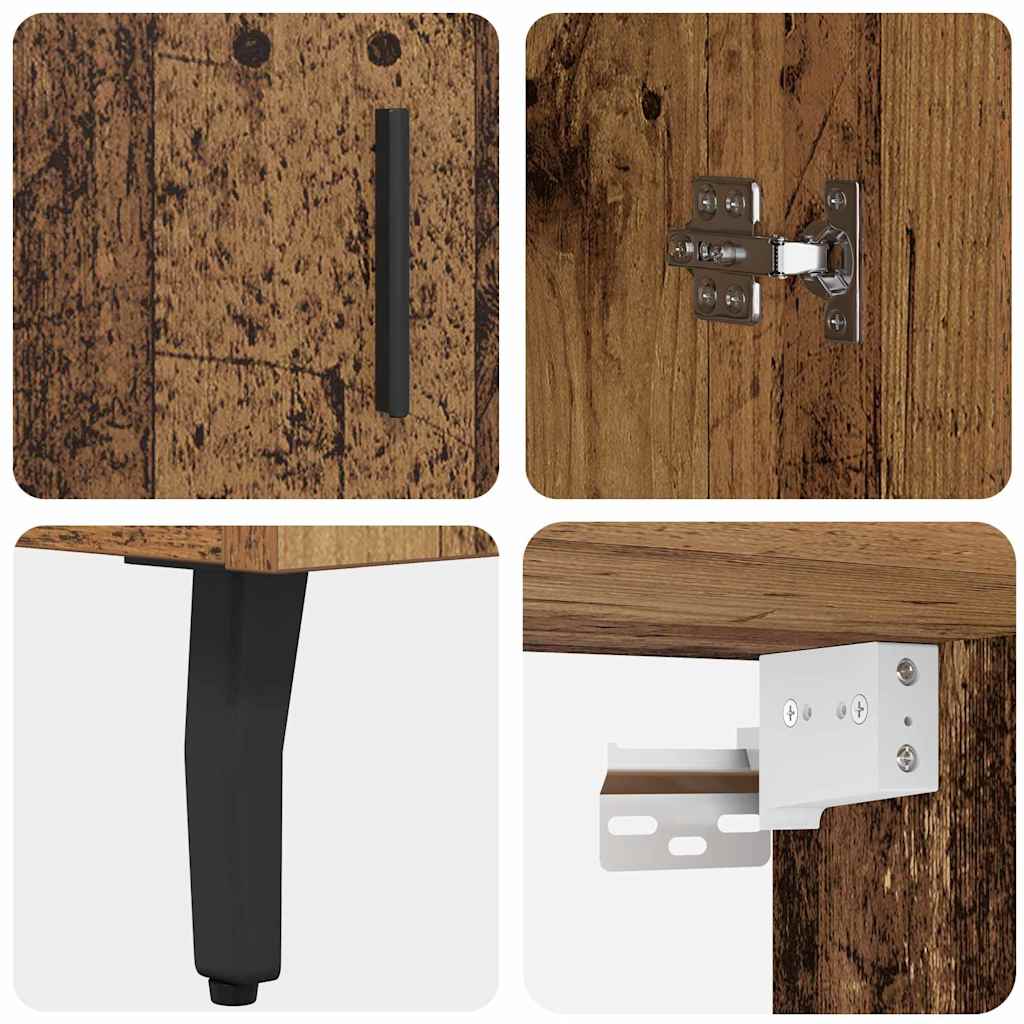 Highboard 2 pcs Altholz Engineered Wood und Glas
