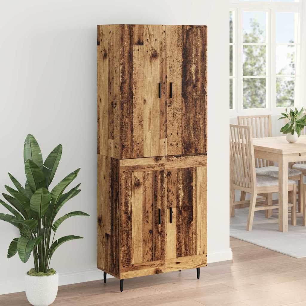 Highboard 2 pcs Altholz Engineered Wood und Glas