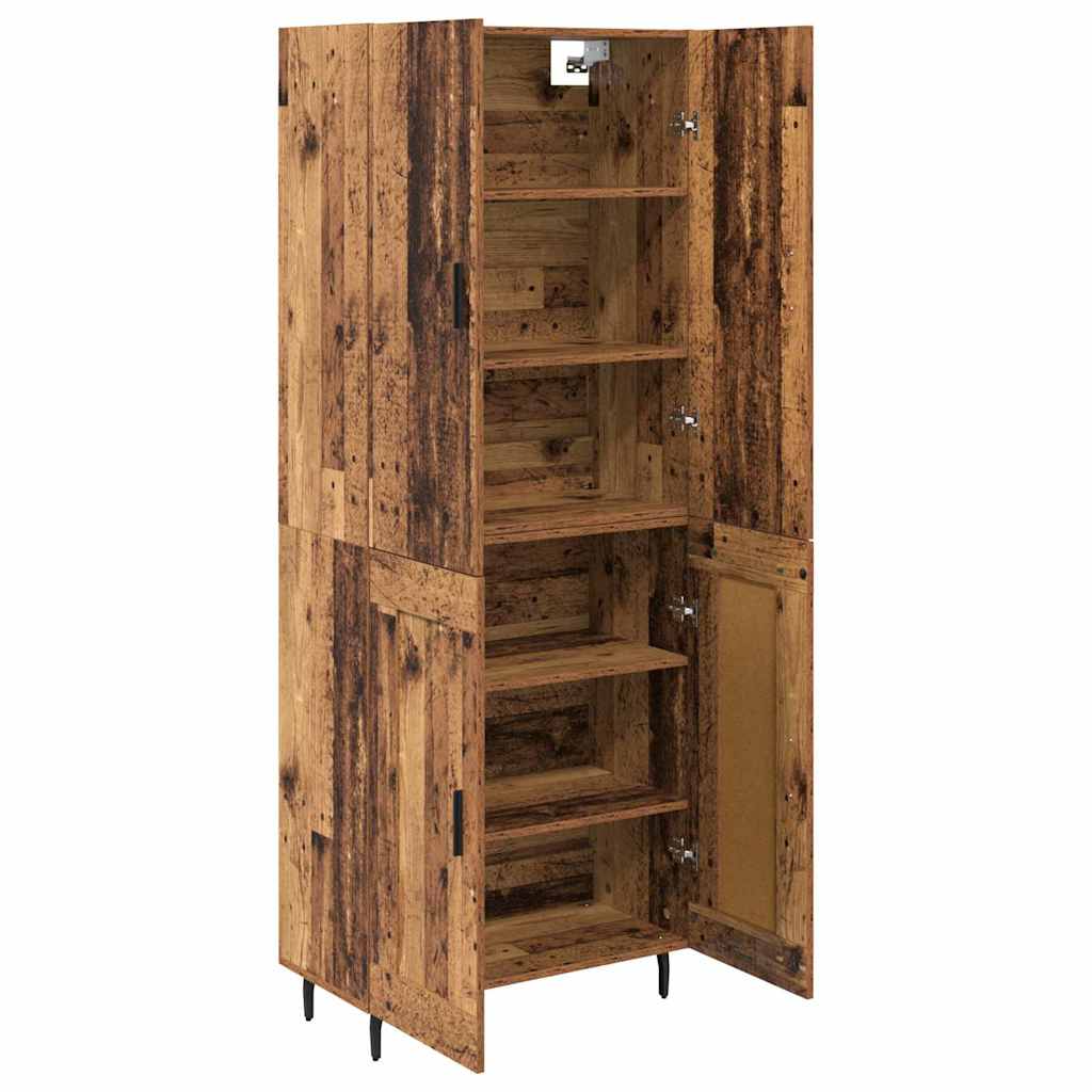 Highboard 2 pcs Altholz Engineered Wood und Glas