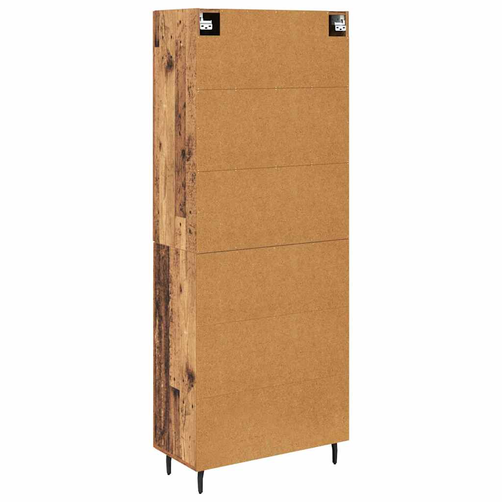 Highboard 2 pcs Altholz Engineered Wood und Glas