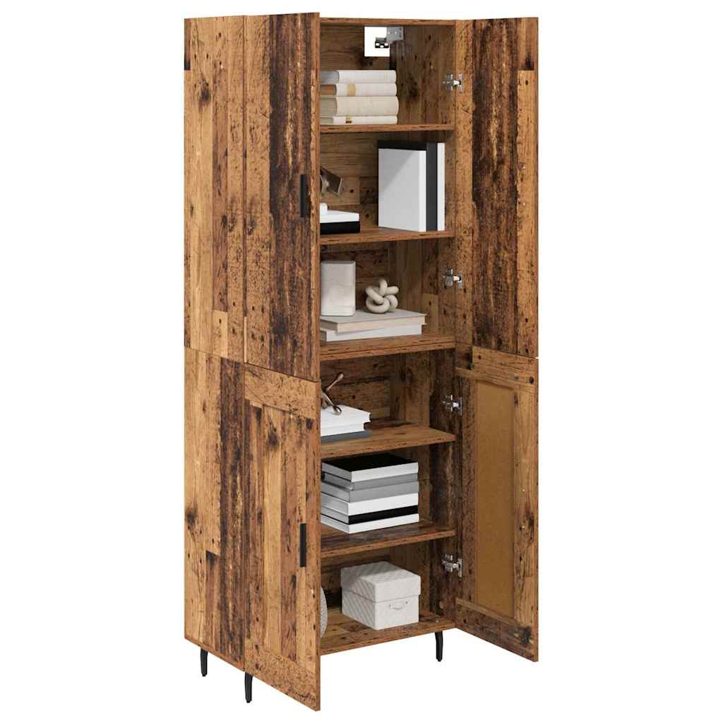 Highboard 2 pcs Altholz Engineered Wood und Glas