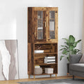Highboard Altholz 69,5 x 34 x 180 cm Engineered Wood und Glas